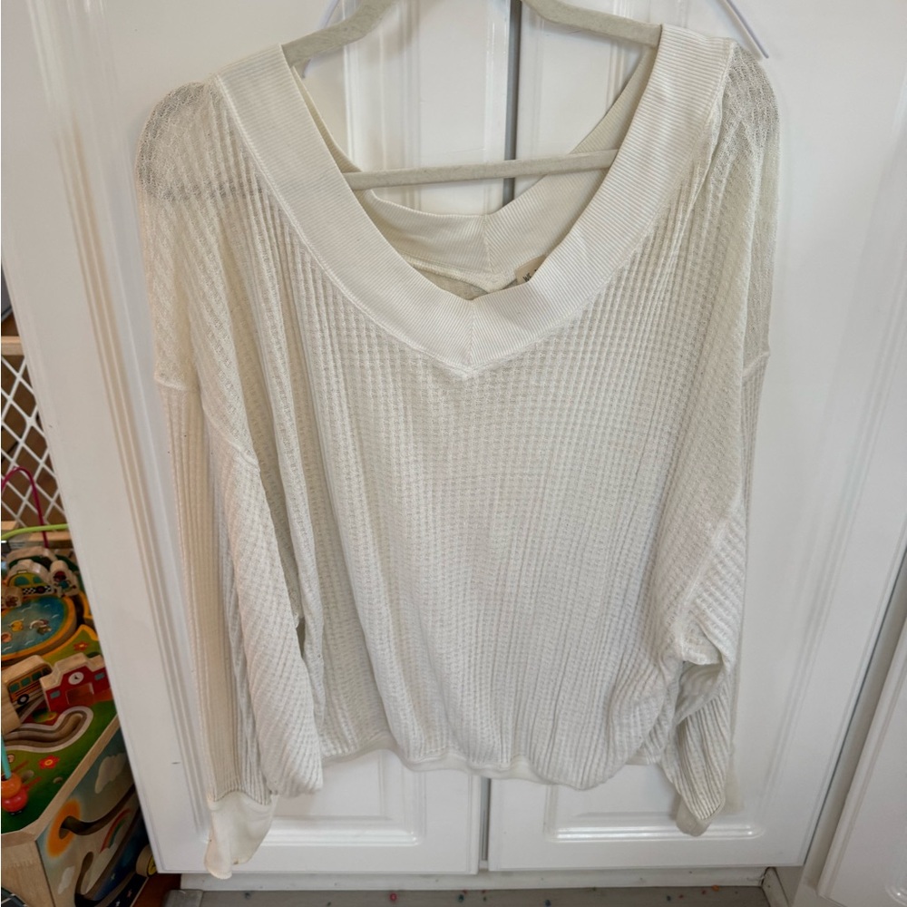 We The Free Cream Waffle Knit Sweatshirt